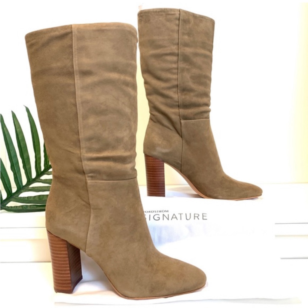 Nordstrom Signature Bea Boot Dark Taupe Suede Size 6 Brand New 278